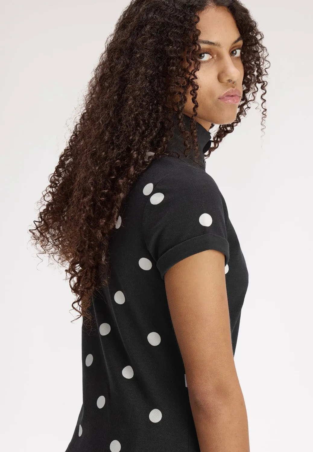 Impericon Polka Dot Black Polo Baumwolle Damen Neuheit