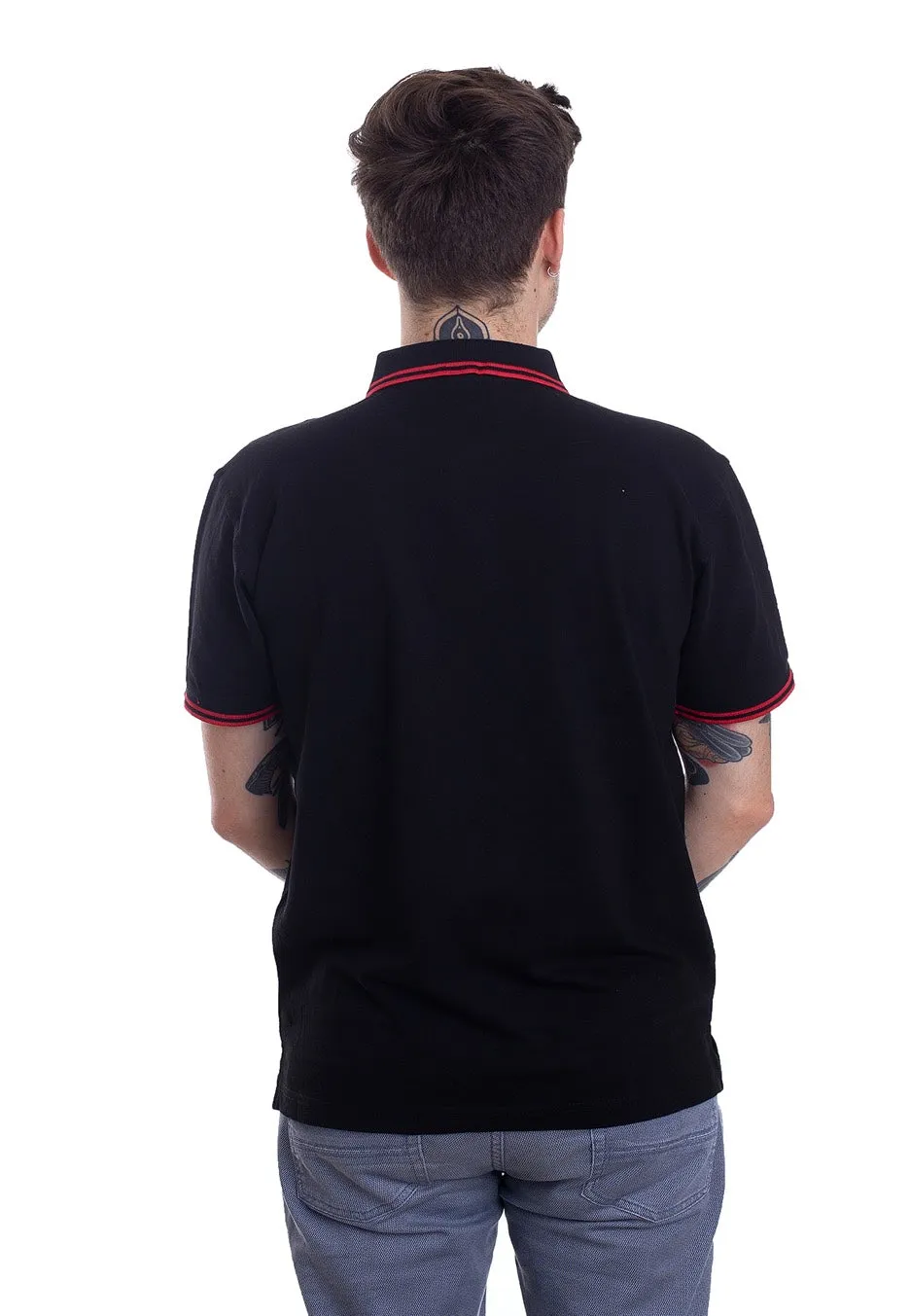 Impericon Classic Tipped Polo schwarz-rot Baumwolle