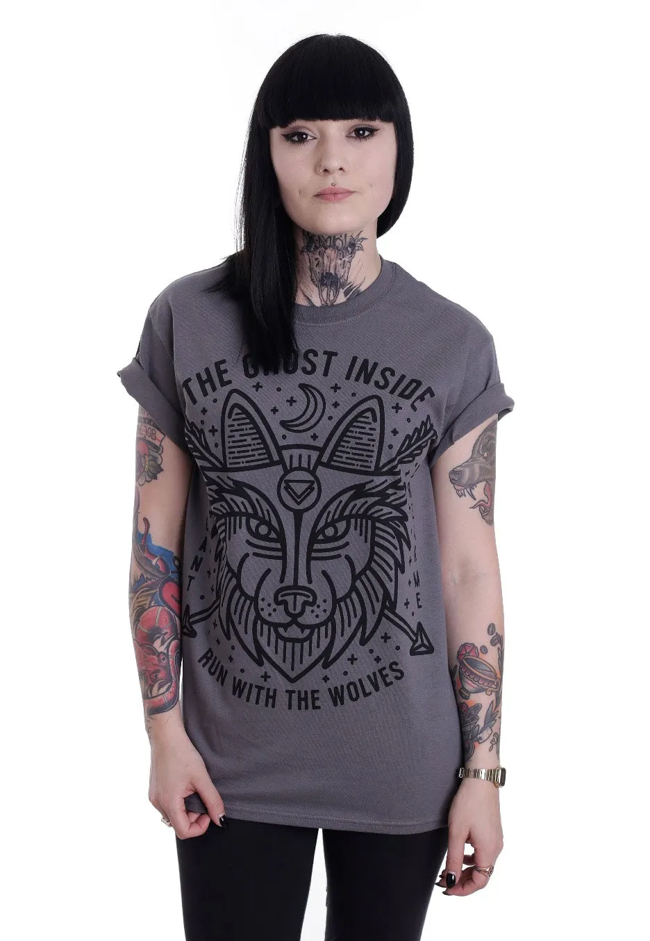 The Ghost Inside Run With The Wolves T-Shirt Charcoal
