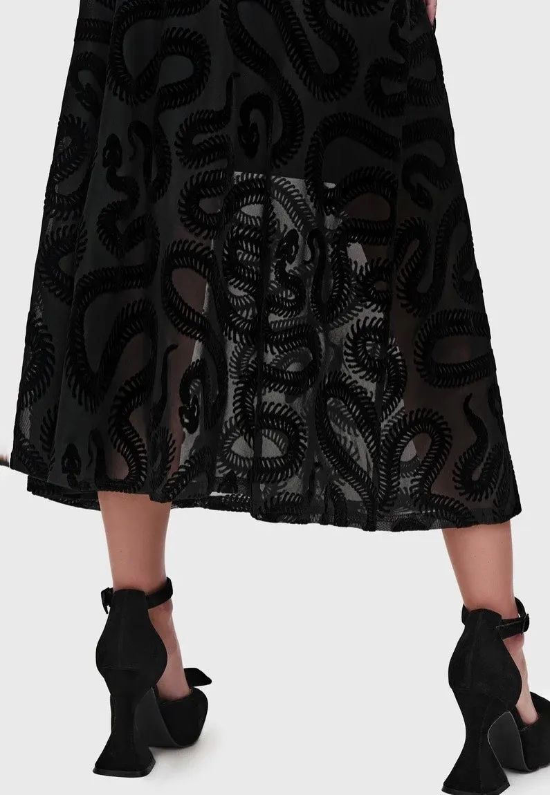 Impericon Serpentes Midi Rock schwarz Mesh