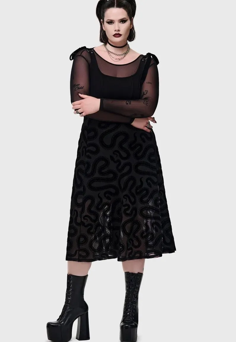 Impericon Serpentes Midi Rock schwarz Mesh