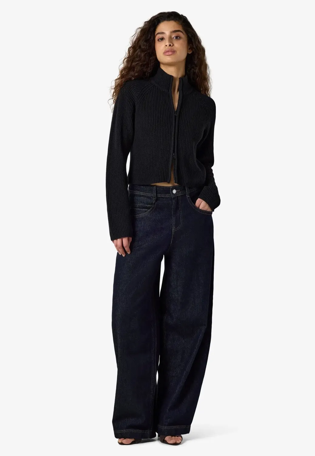 Impericon Dara Zip Knit Black Cardigan kurz schwarz