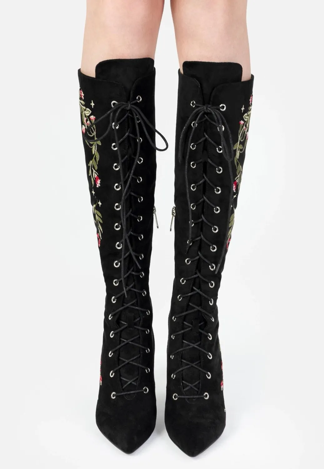 Impericon Astrantia Knee High Stiefel Schwarz Gothic
