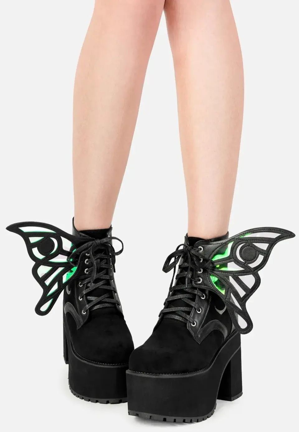 Impericon Nocturne Winged Black Girl Boots EU 40