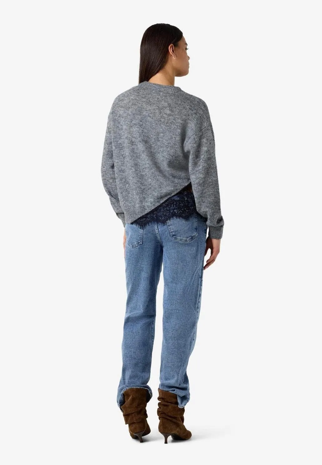 Impericon Preston O-Neck Lace Pullover grau