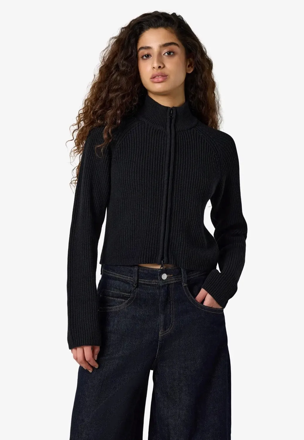 Impericon Dara Zip Knit Black Cardigan kurz schwarz