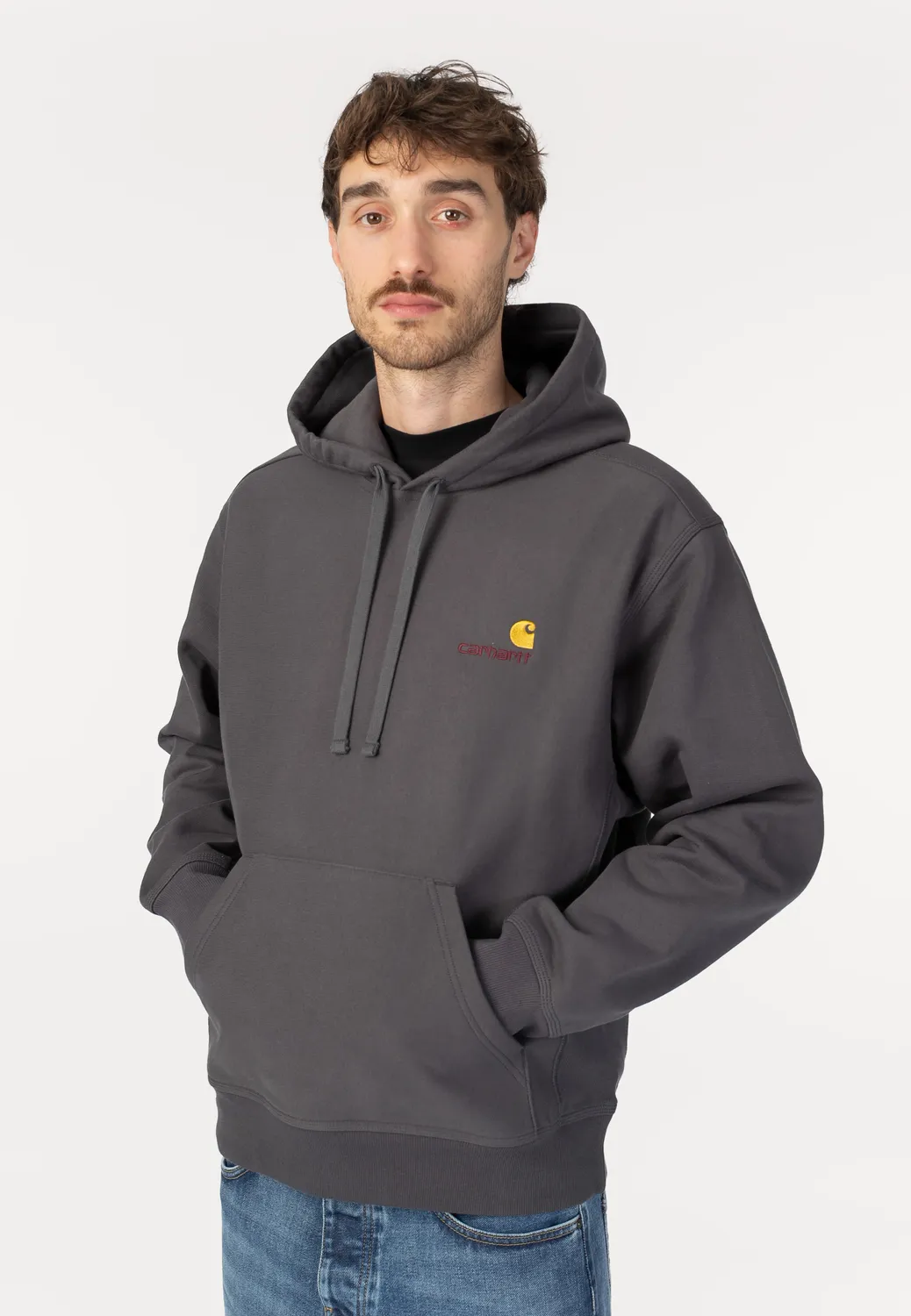 American Script Hooded Graphite Hoodie Größe L Grau