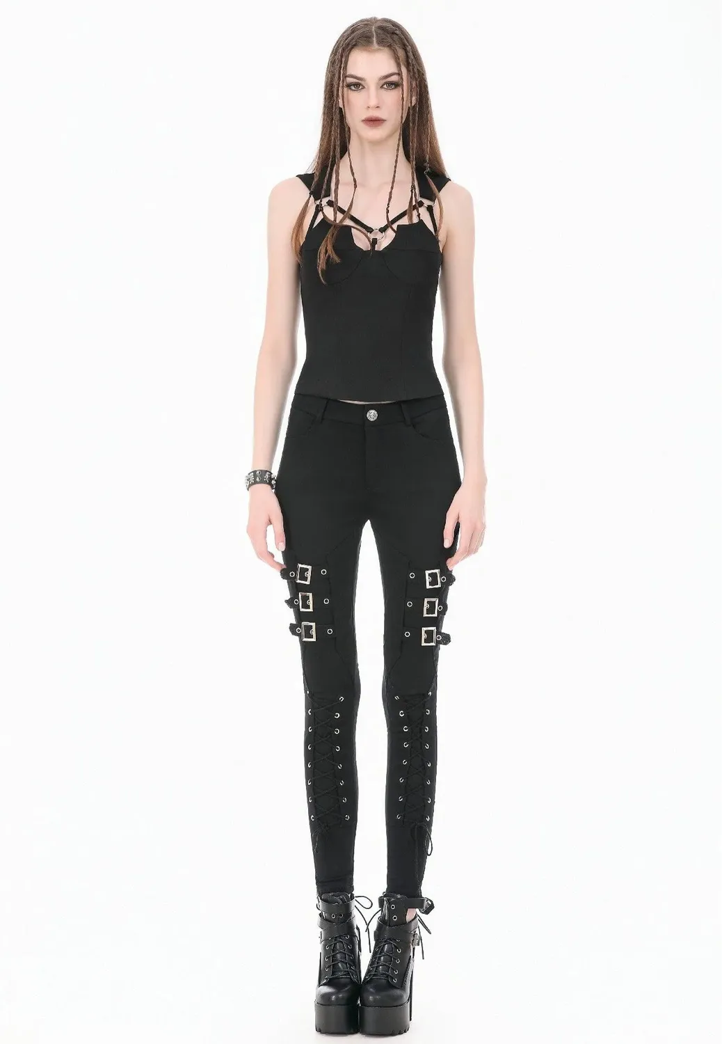 Impericon Dark Functional Style Metal Ring Strap Top