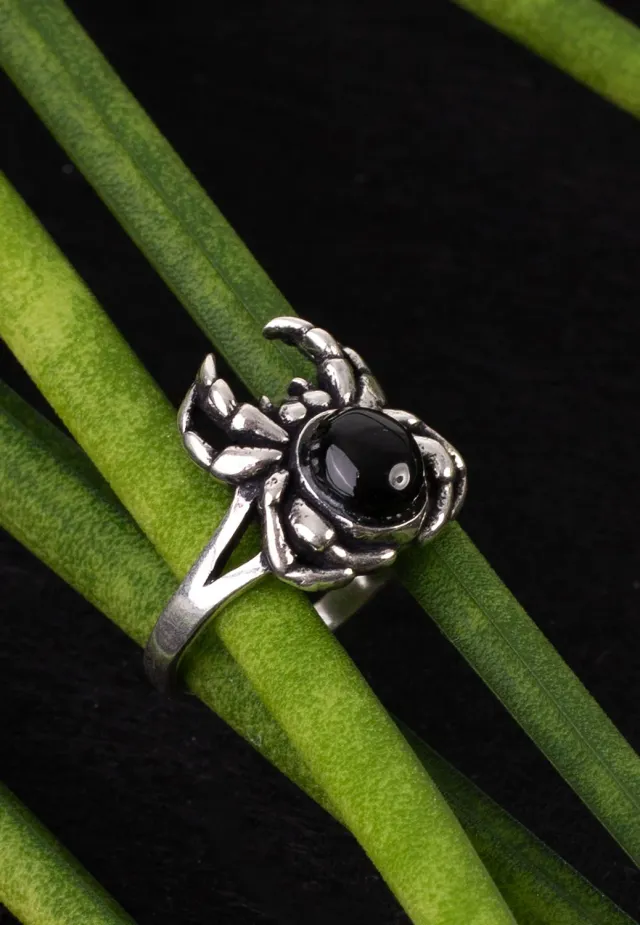 Impericon Black Spider Ring Silber Gothic