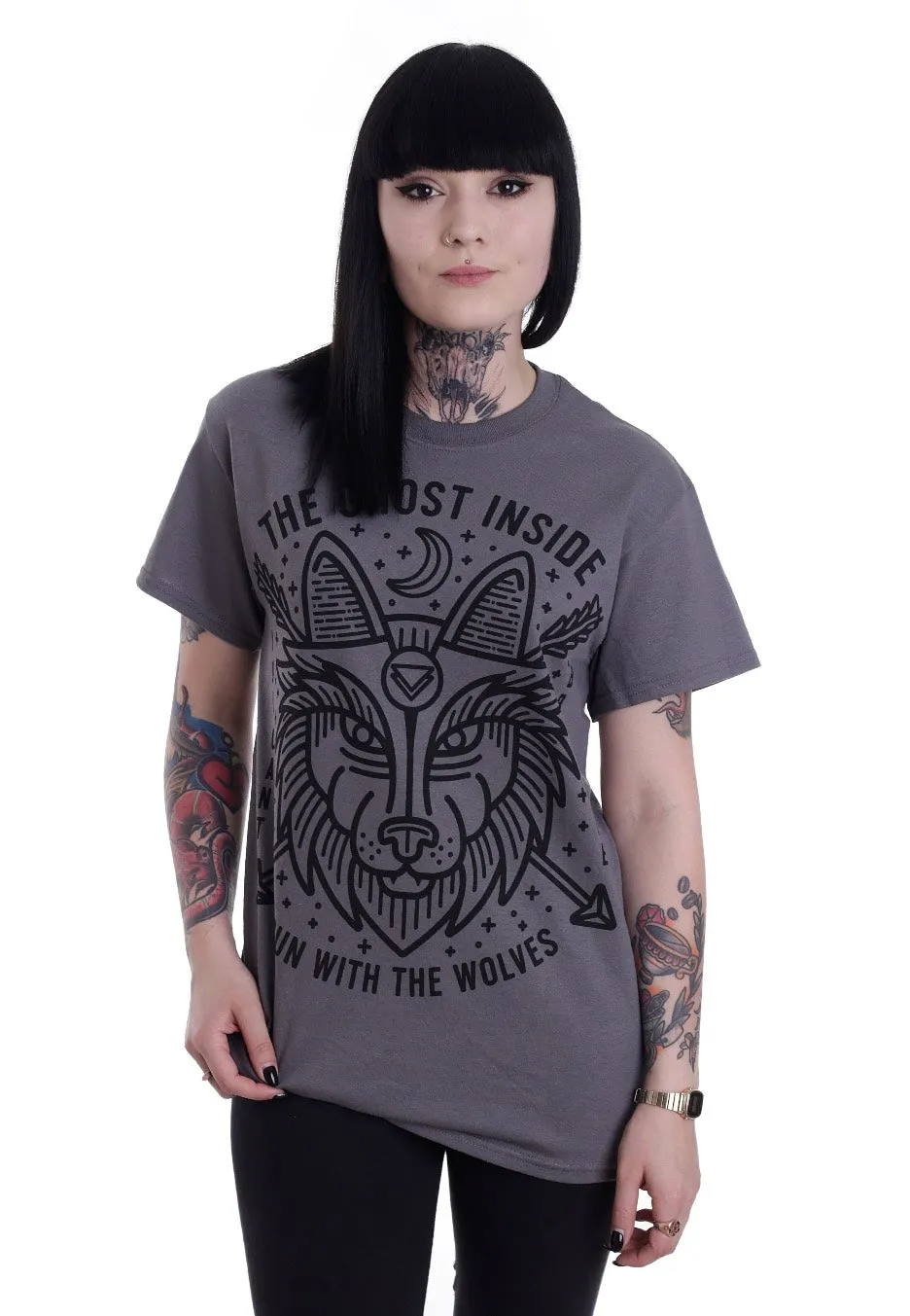 The Ghost Inside Run With The Wolves T-Shirt Charcoal