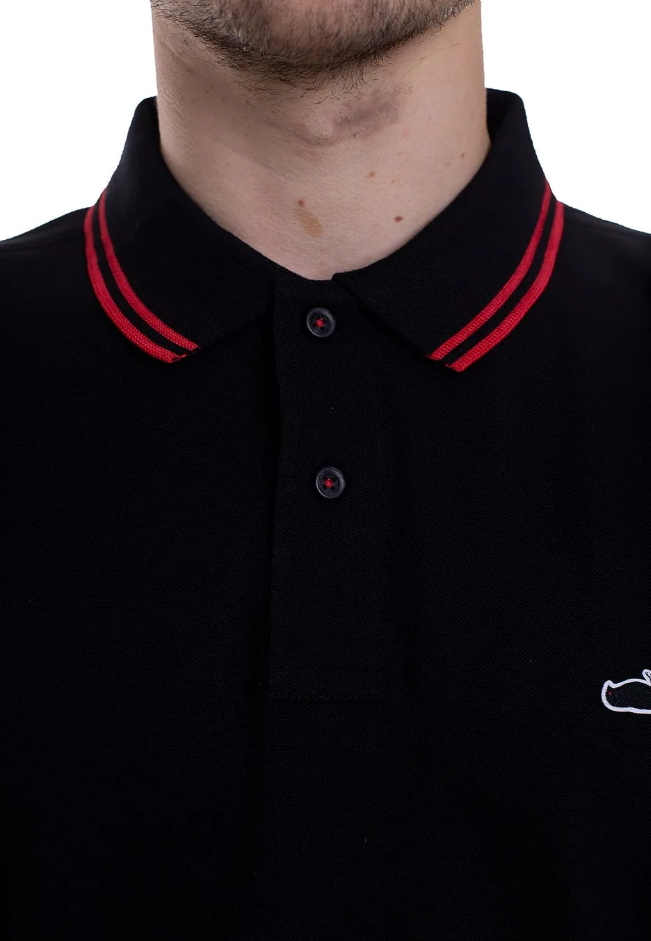 Impericon Classic Tipped Polo schwarz-rot Baumwolle