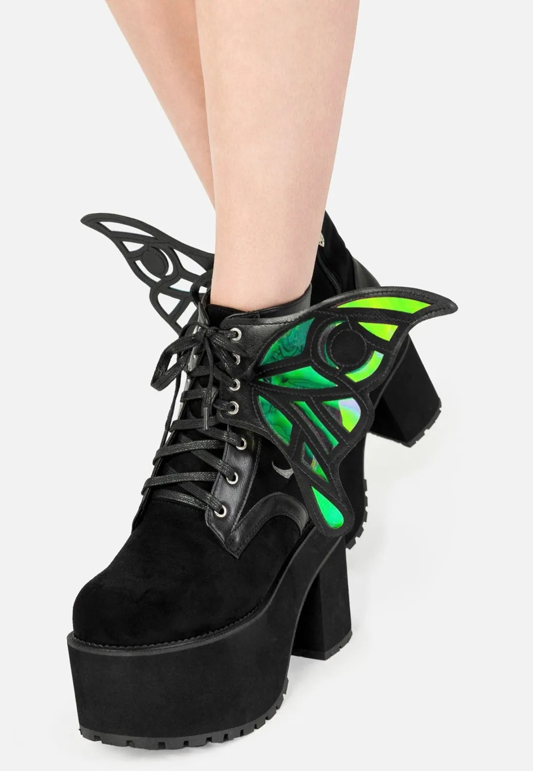 Impericon Nocturne Winged Black Girl Boots EU 40