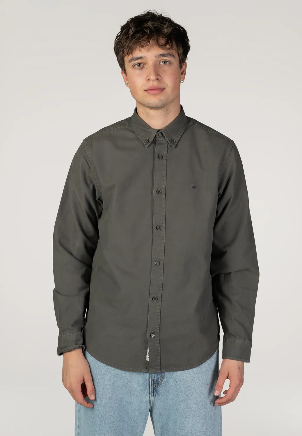 Impericon Bolton Garment Dyed Hemd Shungite grau Baumwolle