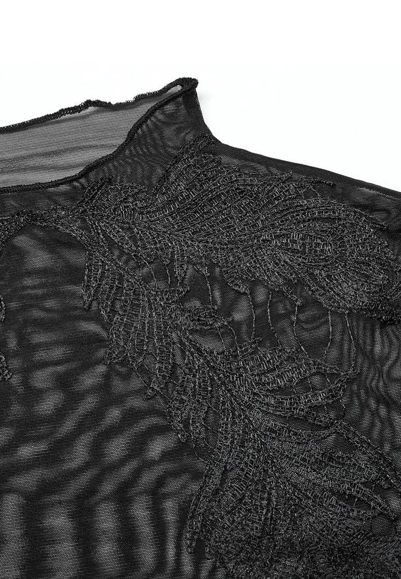 Impericon Melinda Sheer Mesh Turtleneck Top schwarz