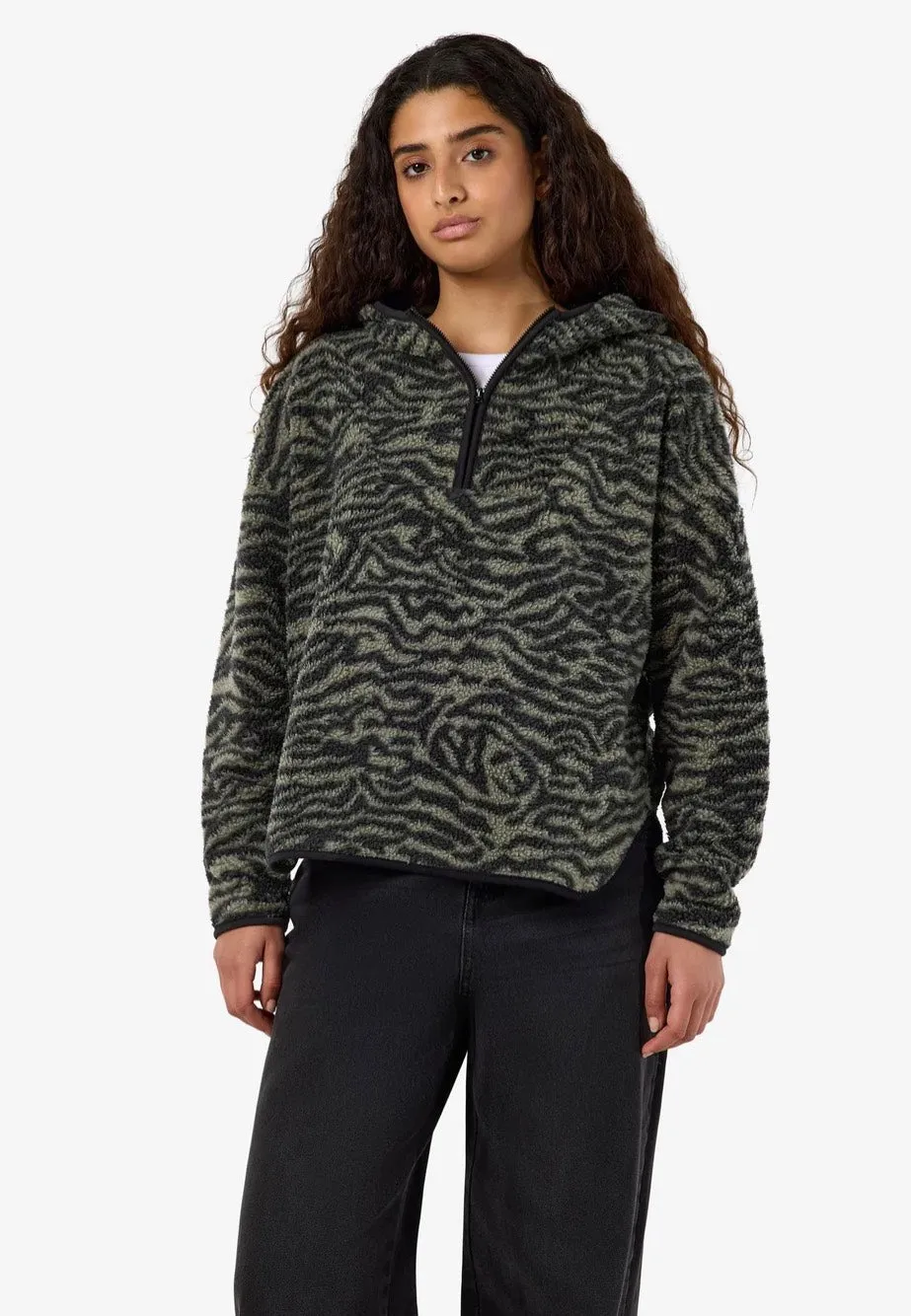 Impericon Cozy Halfway AOP Zip Kalamata/Zebra Sweater grün