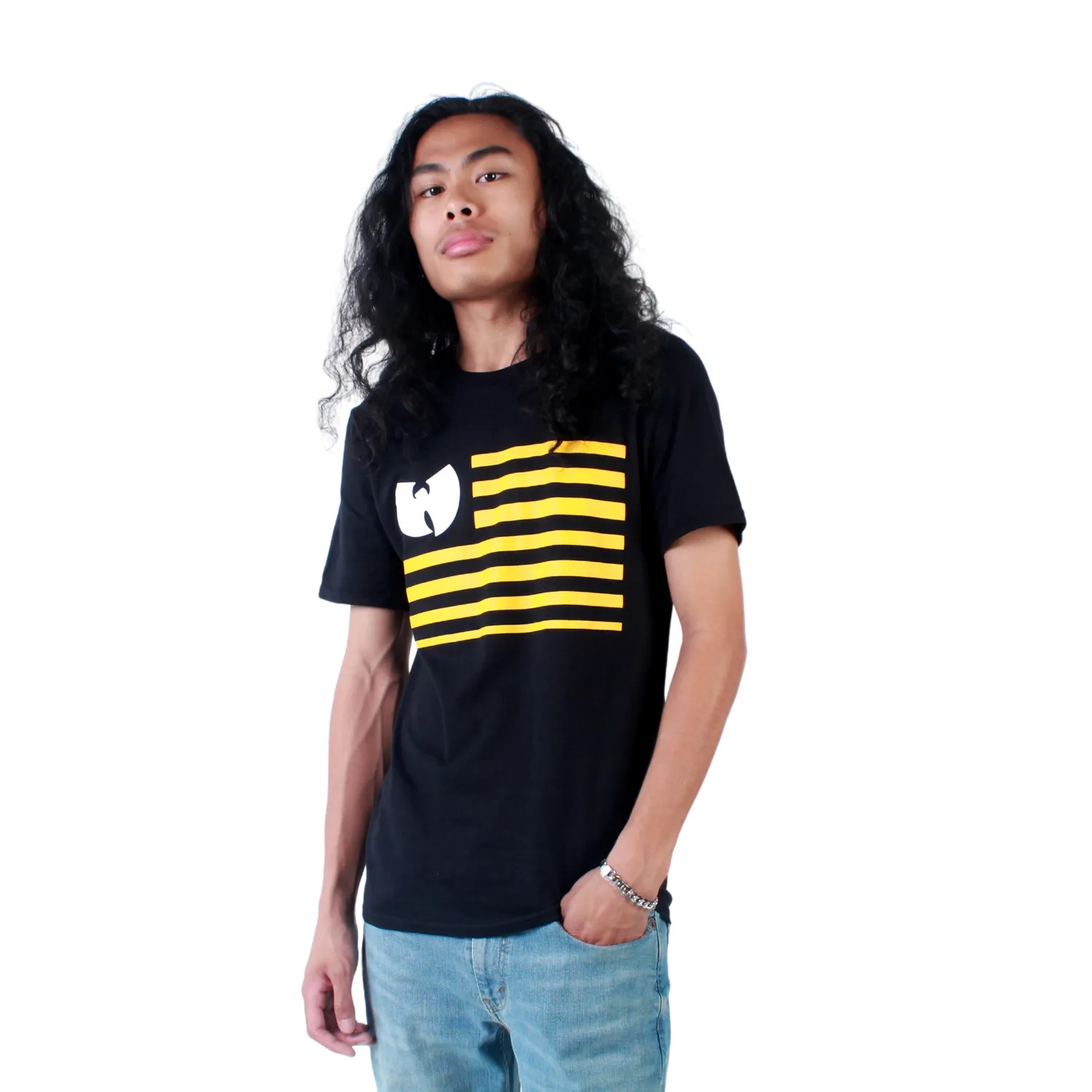 Wu-Tang Wu Flag Tee T-Shirt schwarz-gelb bequemer Fit