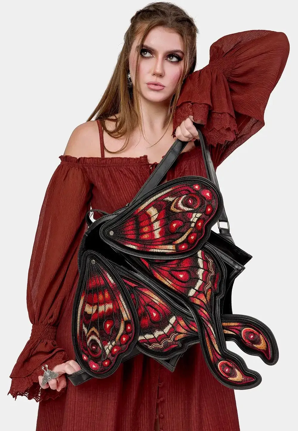 Impericon Crimson Moth Black Rucksack Samt Gothic Onesize