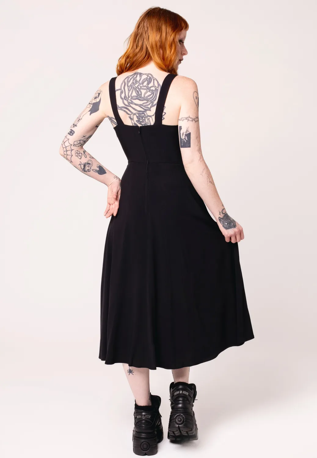 Impericon Morgana Black Kleid schwarz Midi ärmellos
