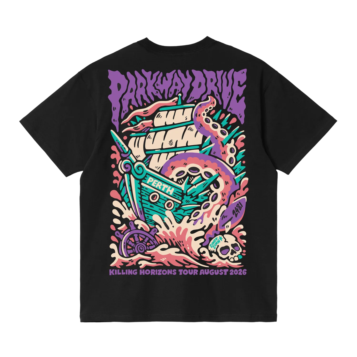 Parkway Drive Killing Horizons Octopus Perth T-Shirt schwarz Baumwolle