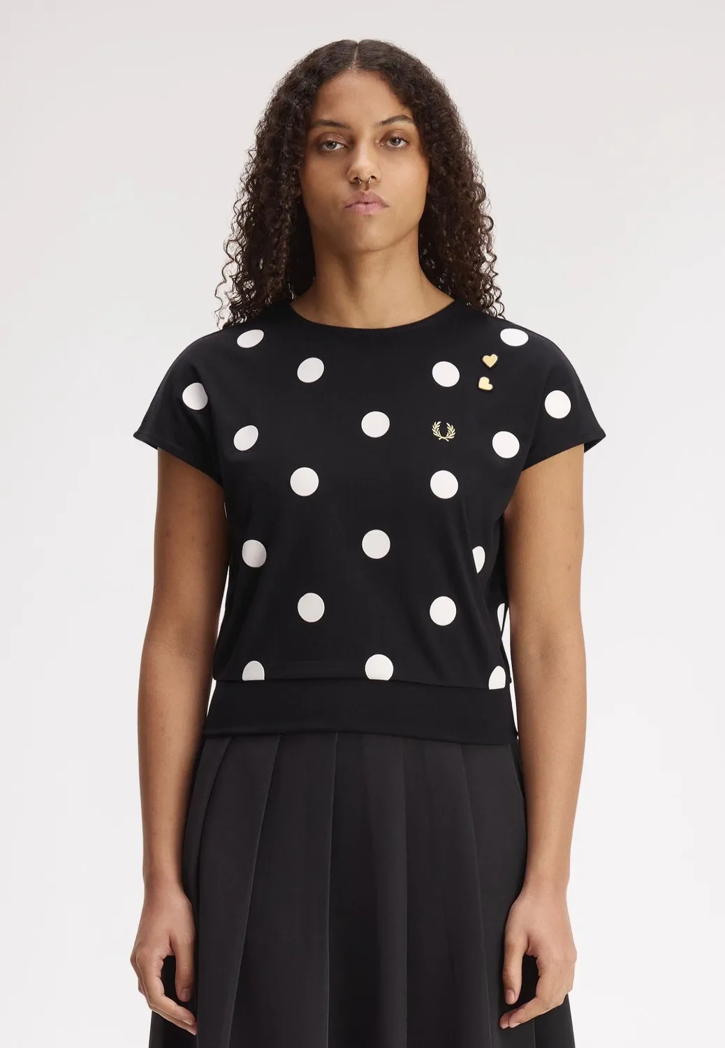 Impericon Flocked Polka Dot Oberteil Black Jersey