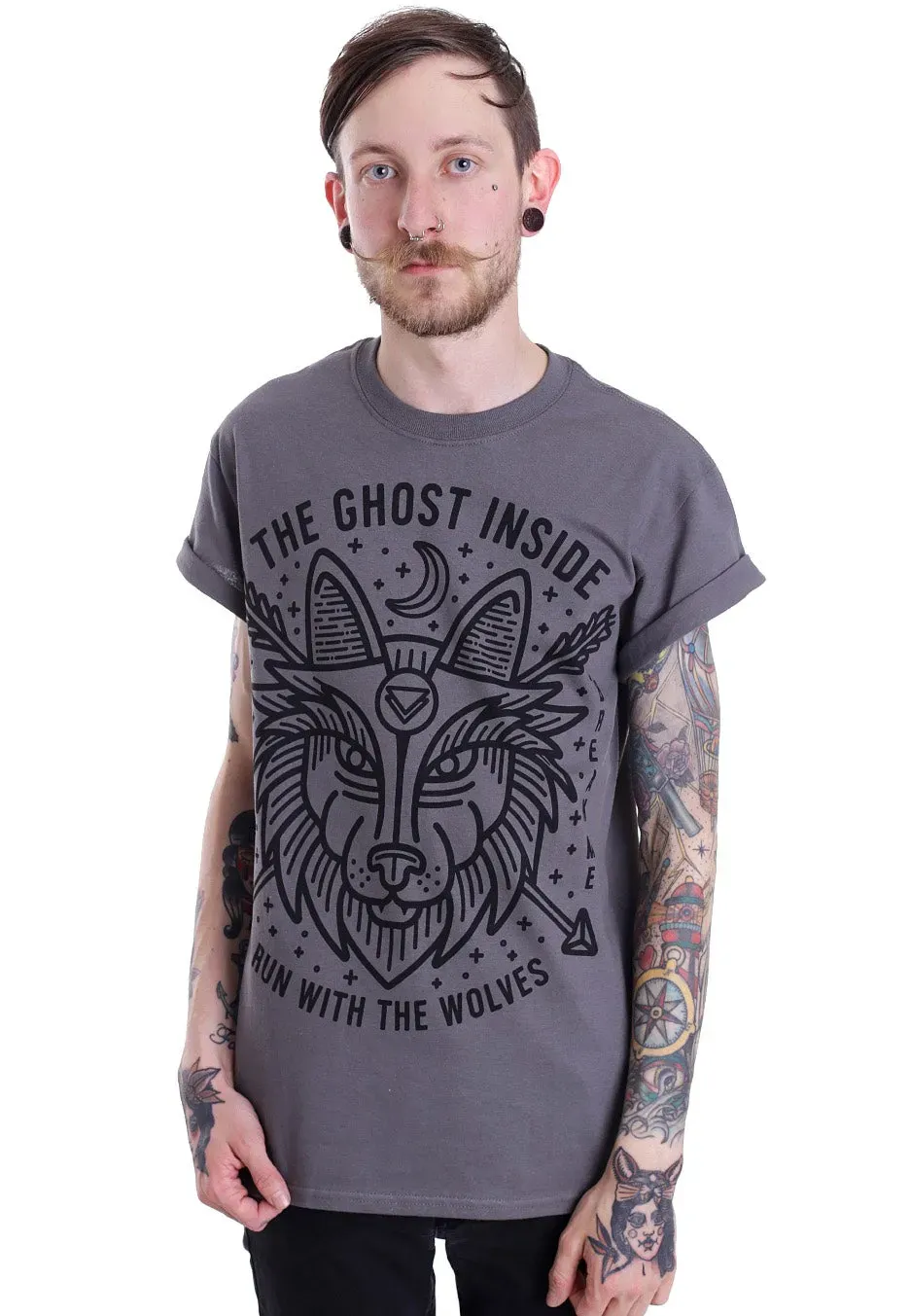 The Ghost Inside Run With The Wolves T-Shirt Charcoal