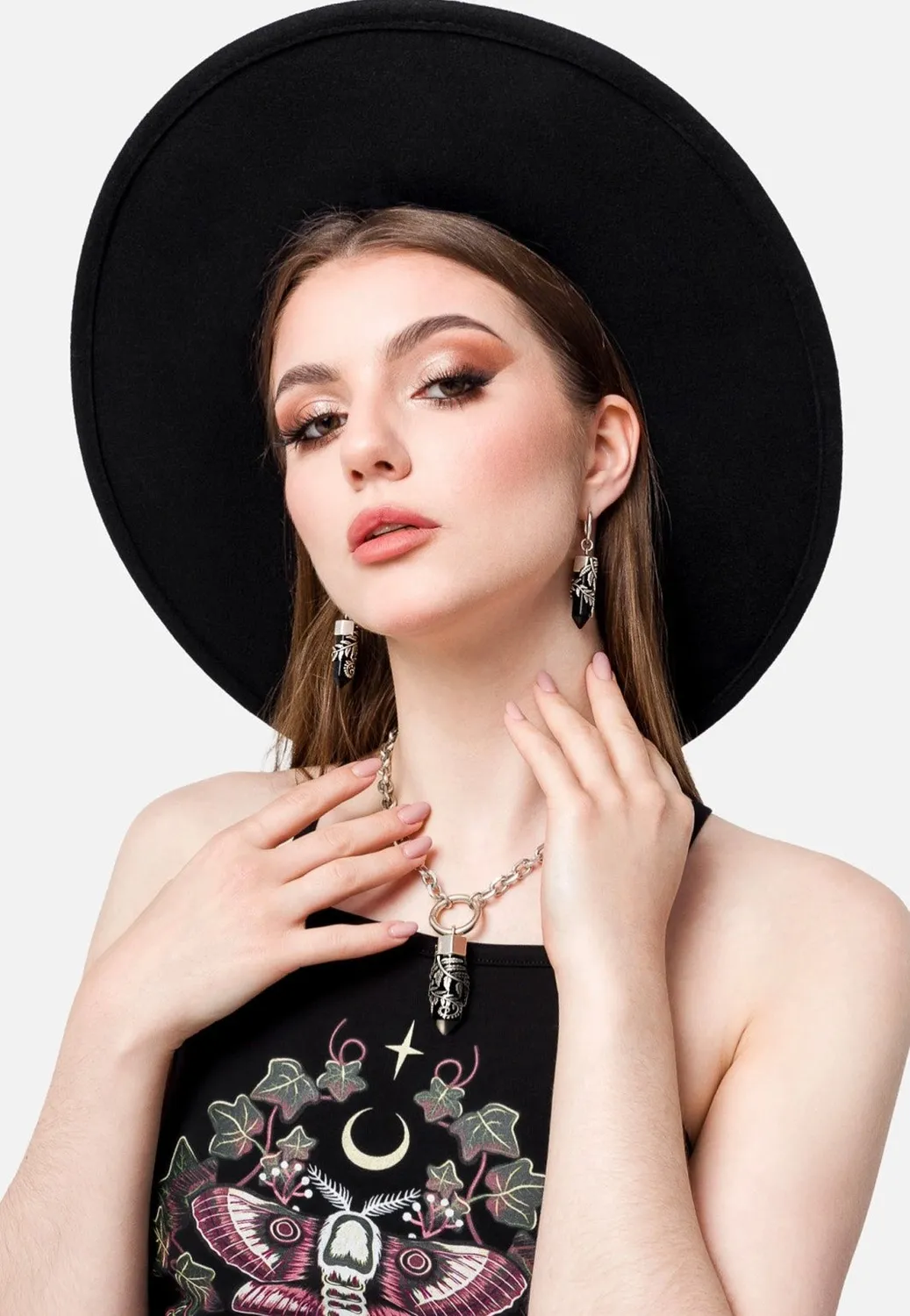 Impericon Crystal Fern O-Ring Choker silber Metall