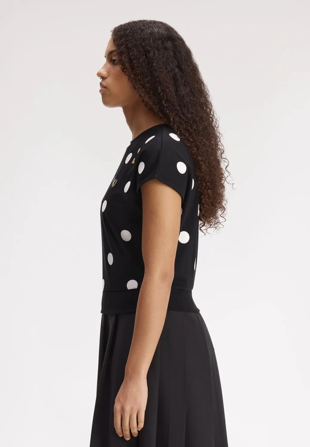 Impericon Flocked Polka Dot Oberteil Black Jersey