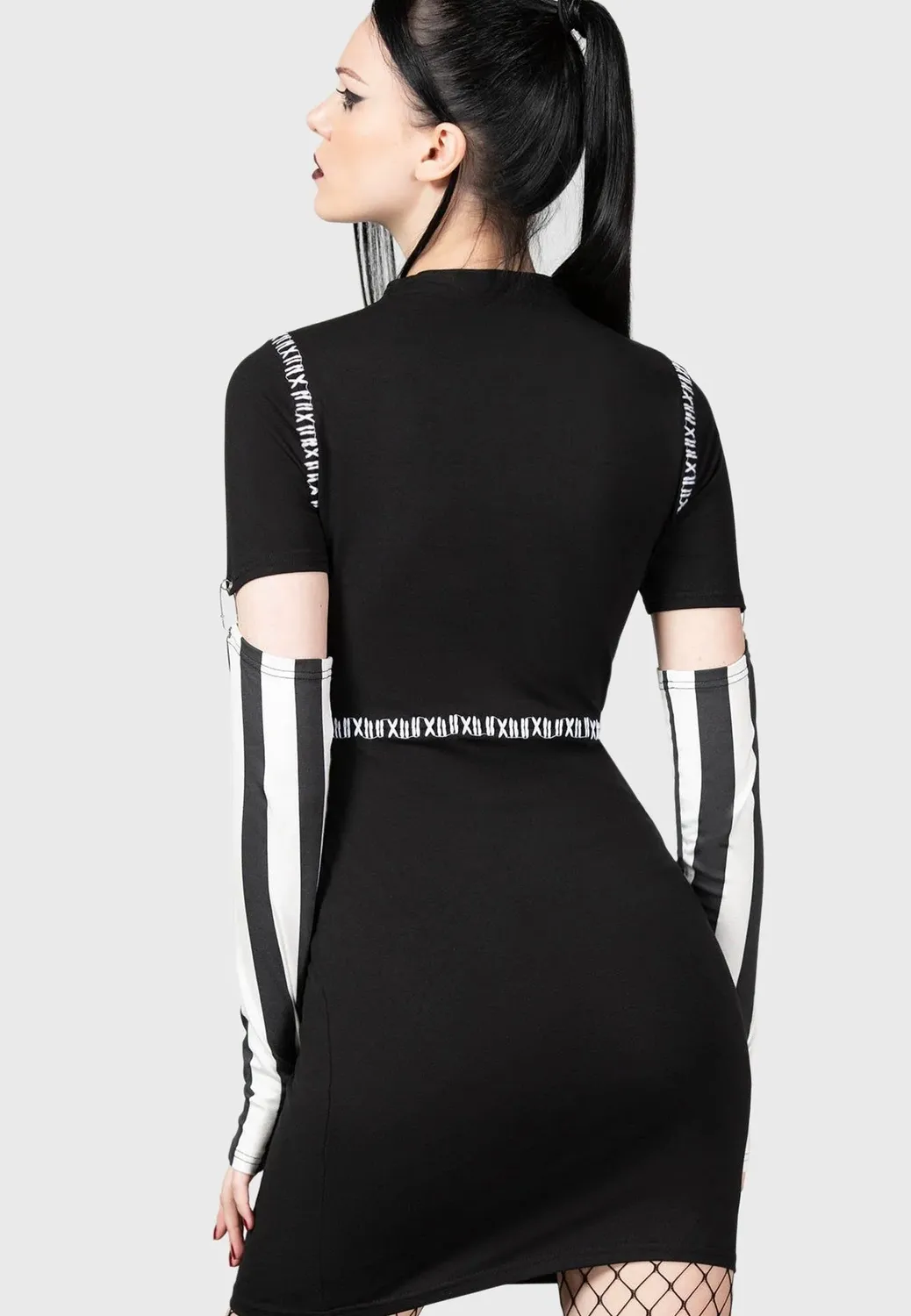 Impericon Stripes And Stitches Kleid Schwarz XS-L