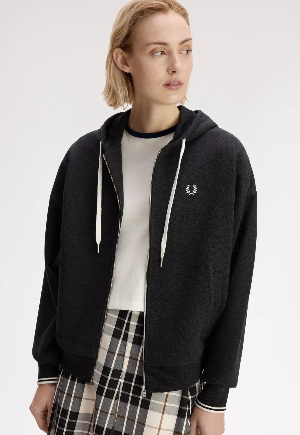Impericon Hooded Zip-Through Zipper Charcoal Marl