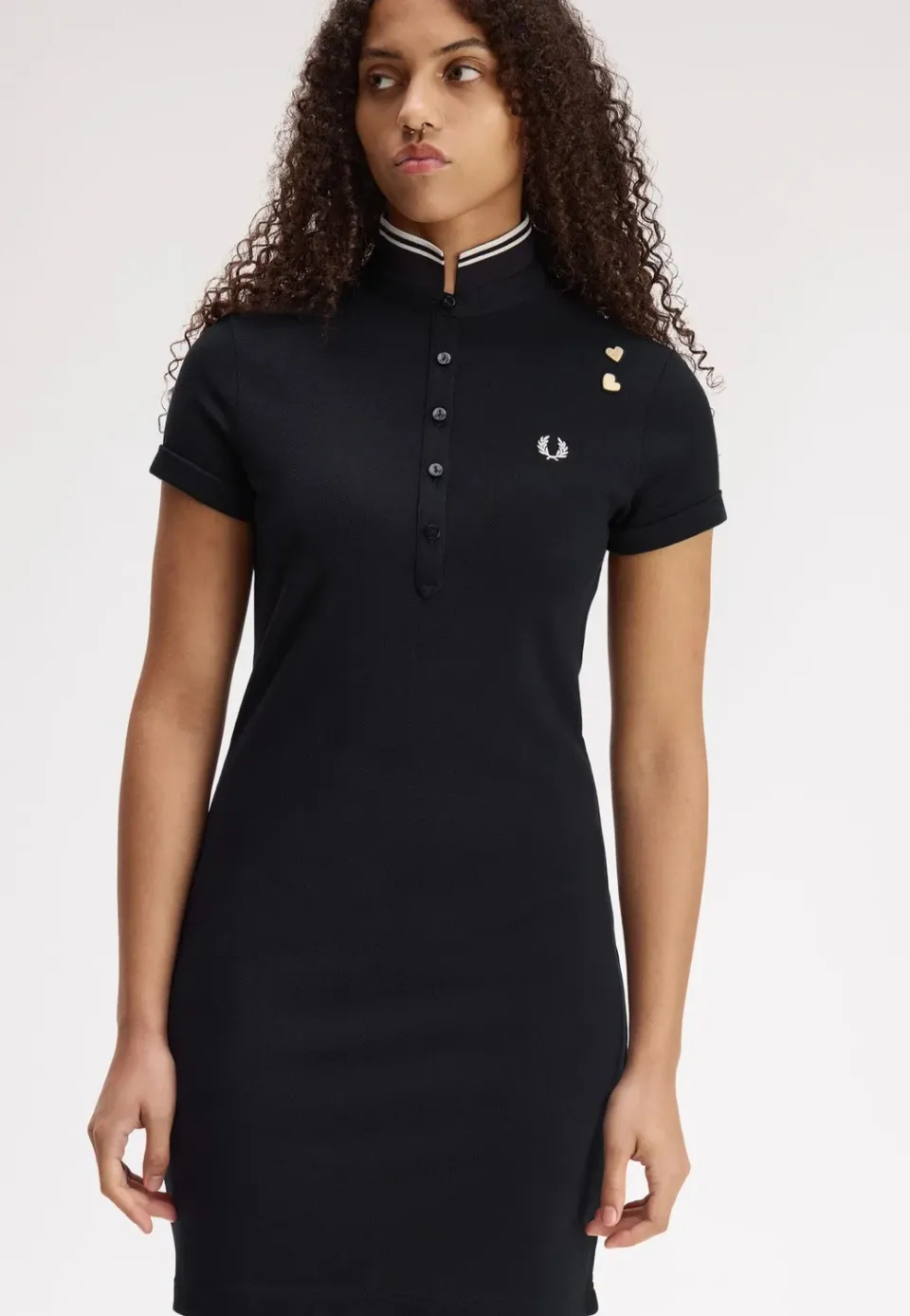 Impericon Tipped Polo Black Kleid schwarz Baumwolle