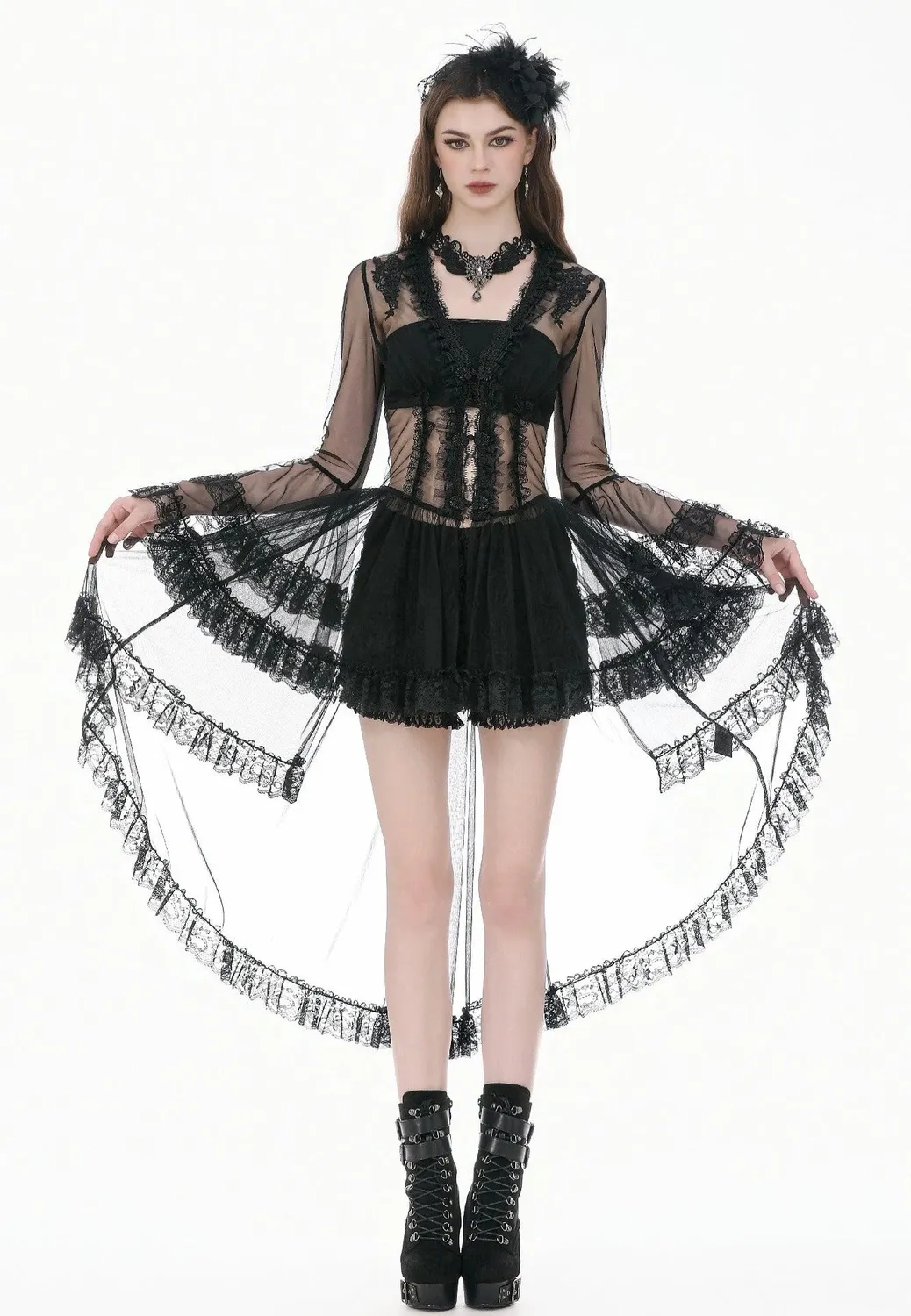 Impericon Gothic Retro Lace Kleid Schwarz Mini