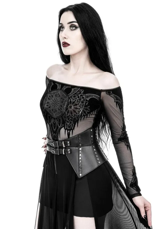 Impericon Cathedralis Peplum Gürtel schwarz Kunstleder