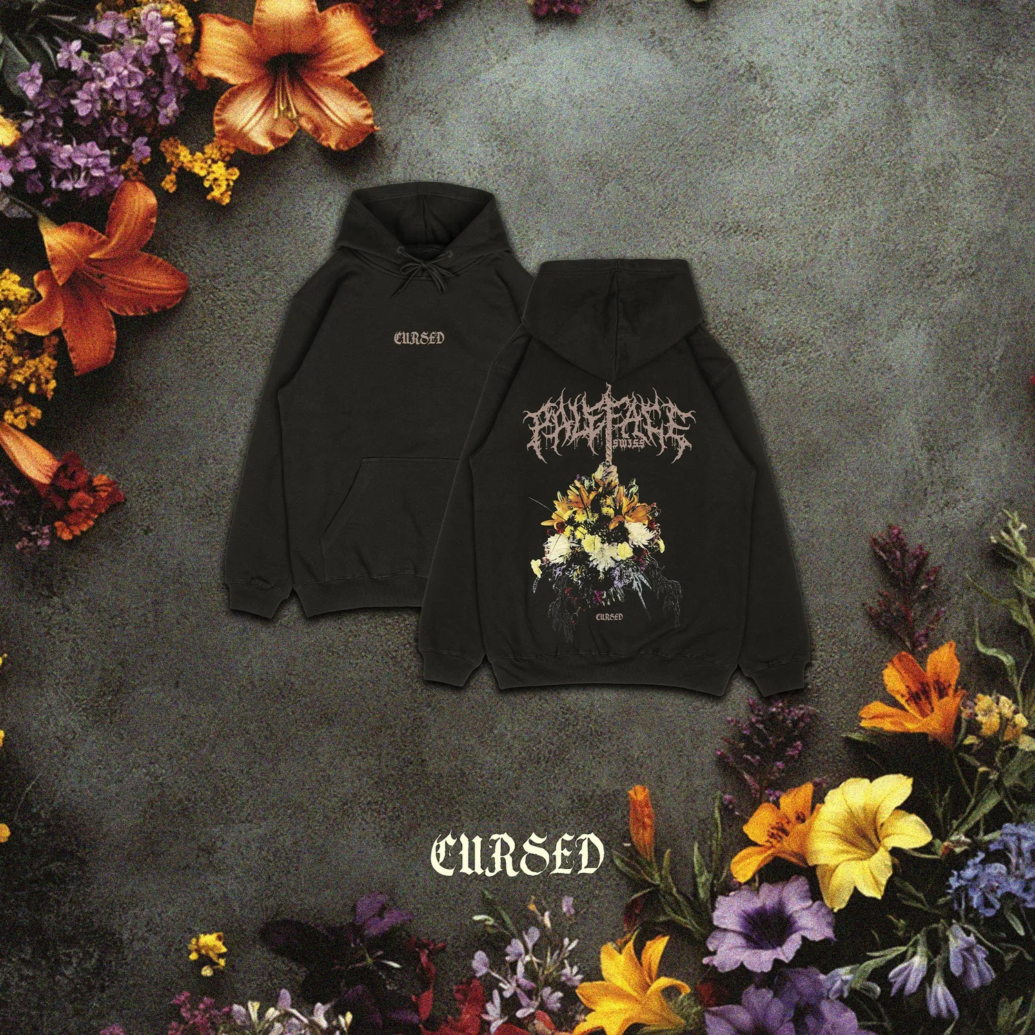 Paleface Swiss Bouquet Hoodie bestickt schwarz Heavyweight
