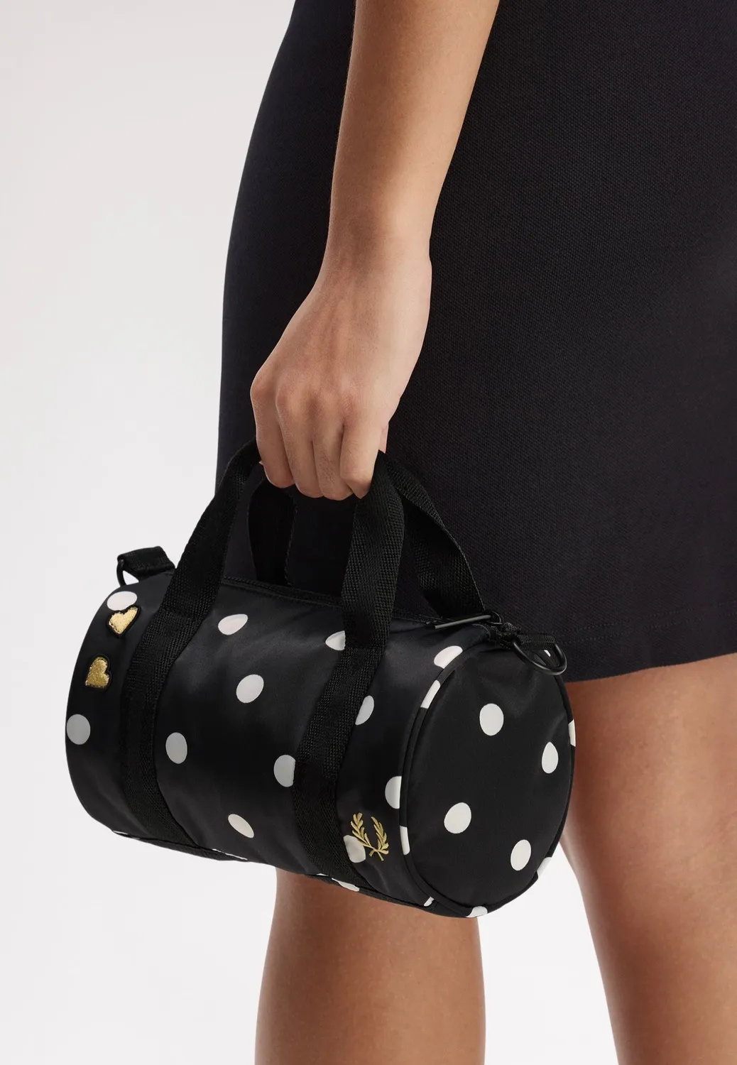 Polka Dot Amy Mini Barrel Dufflebag Kunstleder schwarz