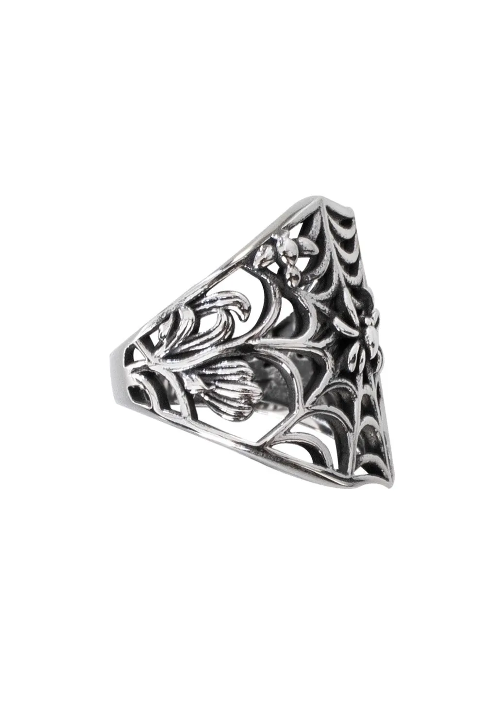 Impericon Spinnennetz Ring silber Metall Größe 56-65
