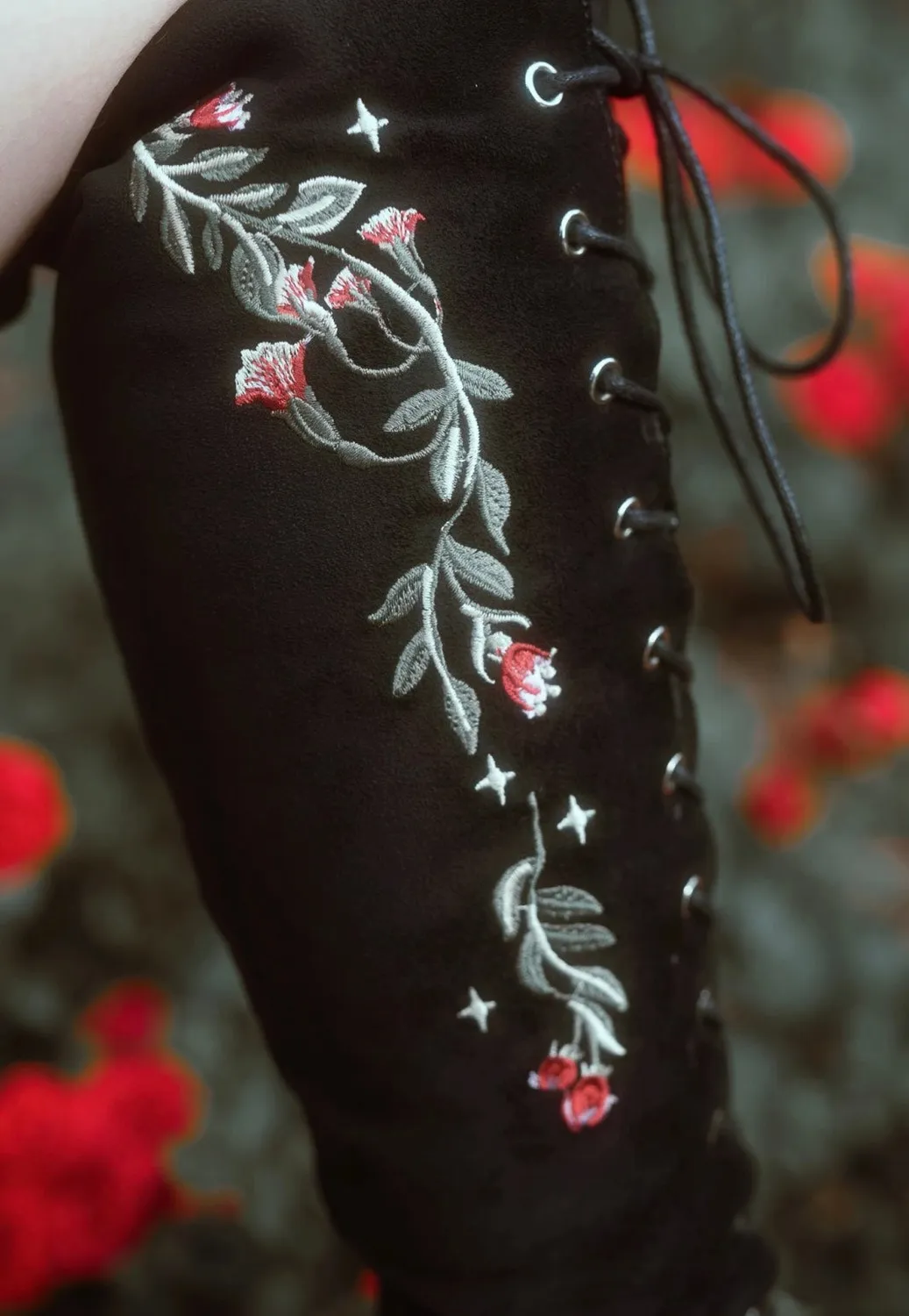 Impericon Astrantia Knee High Stiefel Schwarz Gothic
