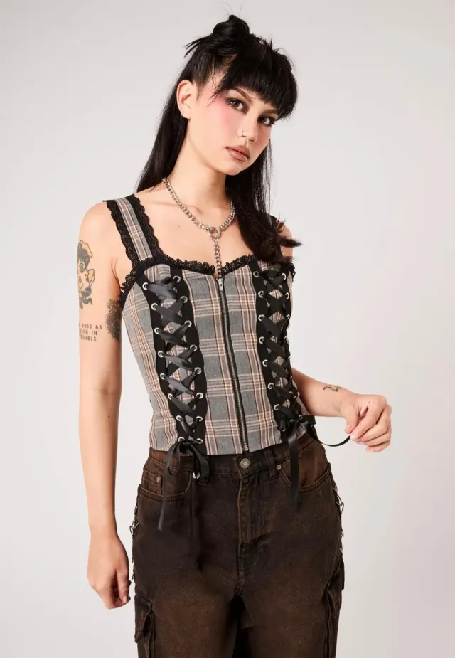 Impericon Quinzel Oberteil Braun Viskose Gr. XS-XXL
