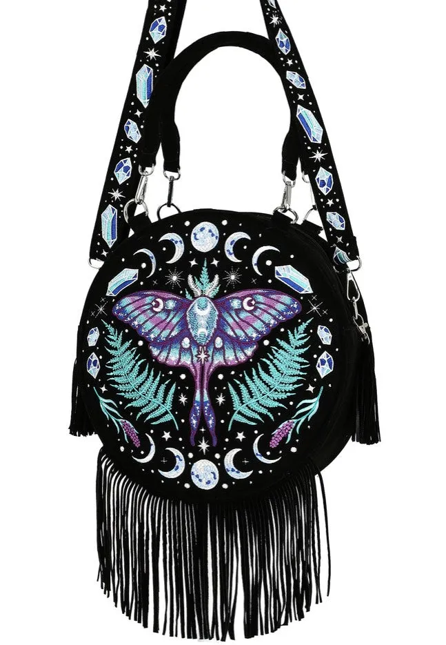 Enchanted Forest Moon Moth Tasche Schwarz Samt Onesize