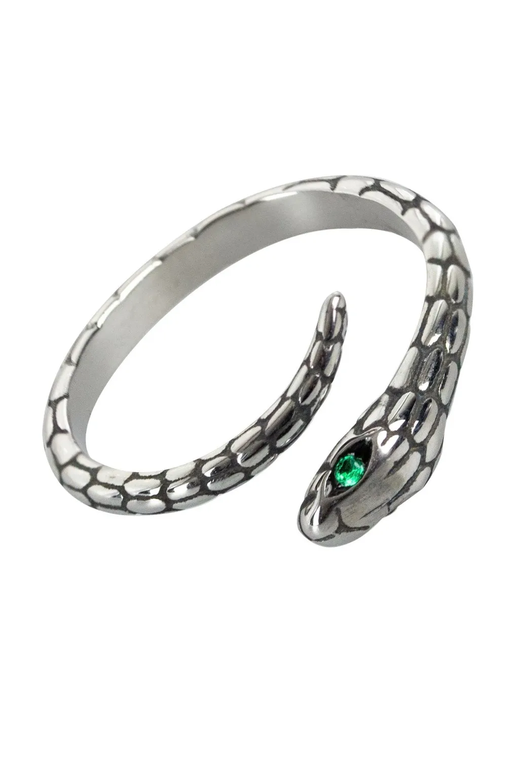 Schlange mit Zirkonia Ring Silber Größe 56 mm Metall