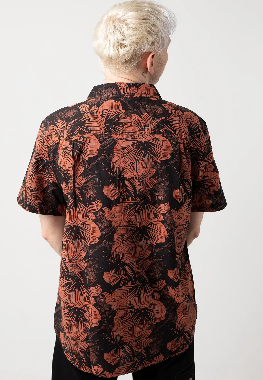 Impericon Charter Print Washed Black/Terracotta Floral Hemd