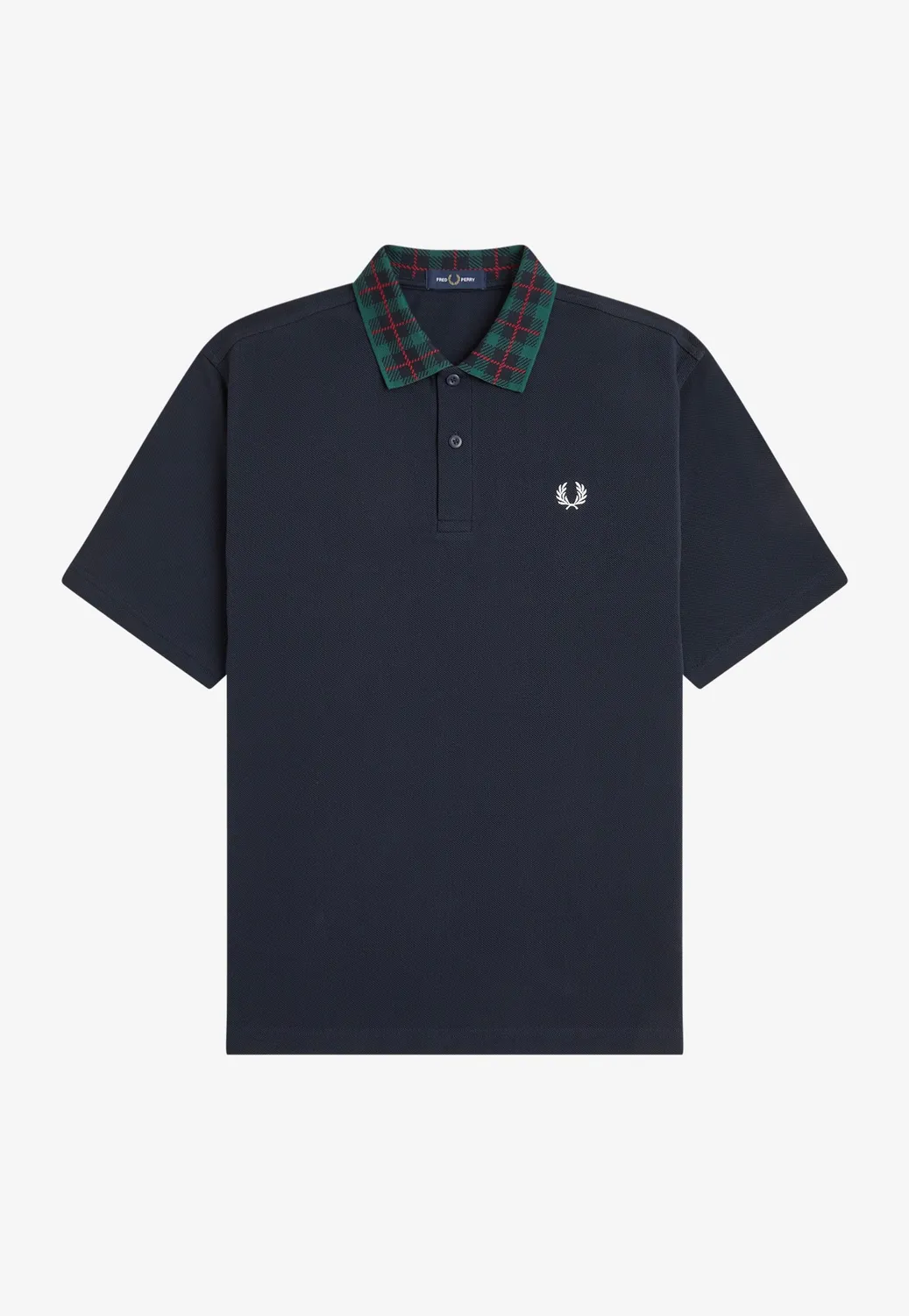Impericon Tartan Collar Navy Polo Navy Baumwolle