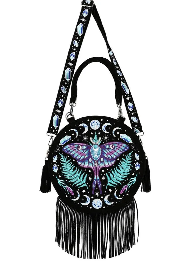 Enchanted Forest Moon Moth Tasche Schwarz Samt Onesize