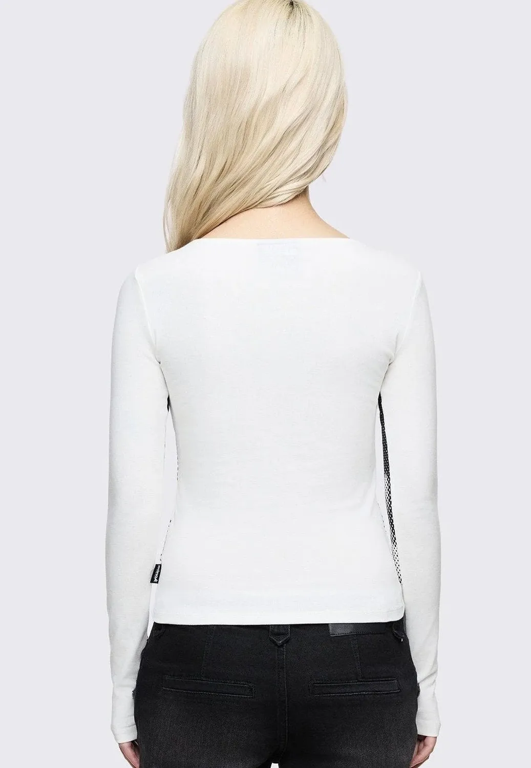 Impericon UwU Warning White Oberteil longsleeve weiß Gothic