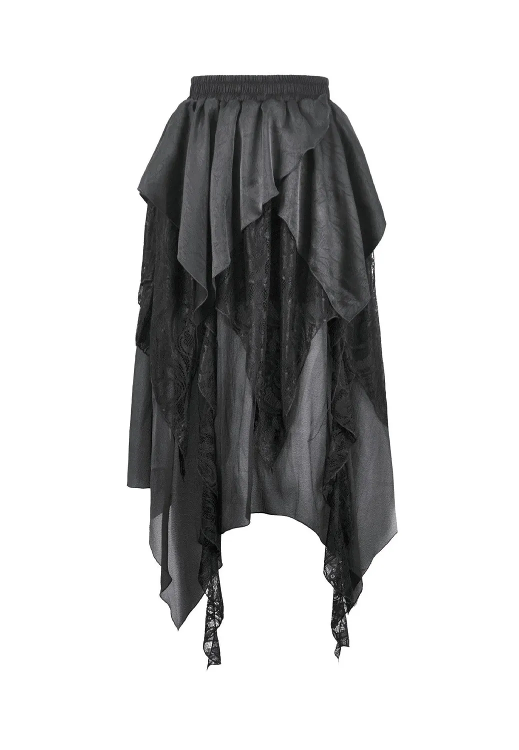 Impericon Gothic Ruffled High-Low Rock Schwarz Mesh