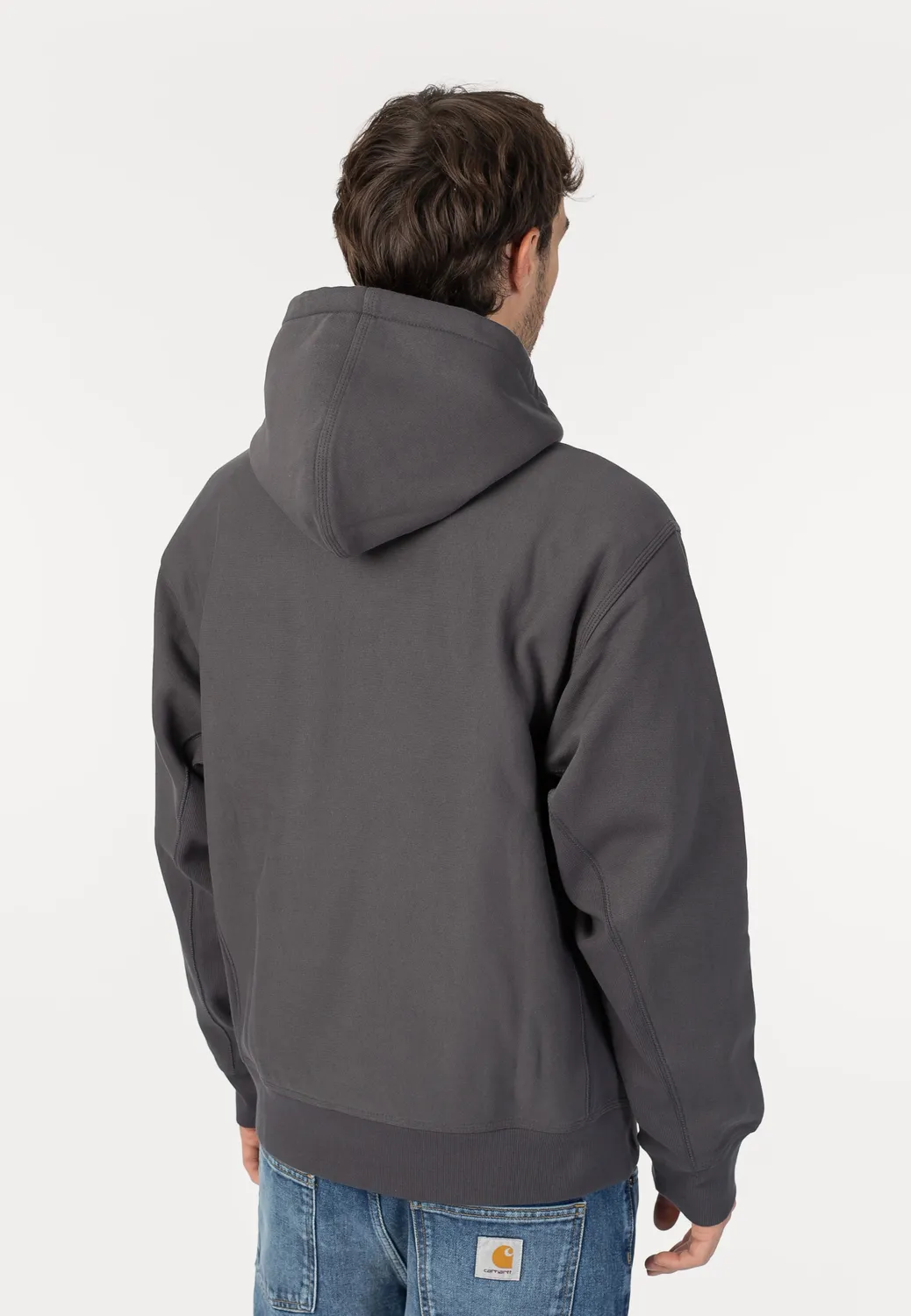 American Script Hooded Graphite Hoodie Größe L Grau