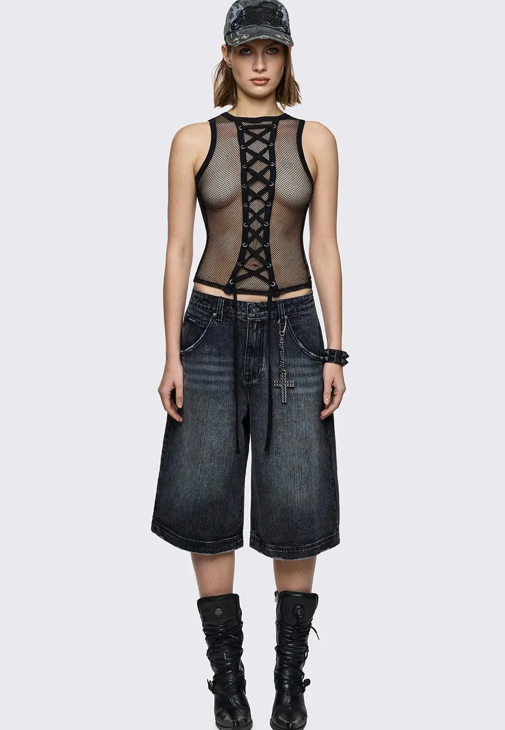 Impericon Thrill Fishnet Vest Black Top schwarz Mesh
